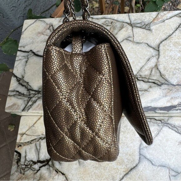 SOLD Chanel Classic Timeless CC Single Flap Metallic Caviar Shoulder Bag - Picture 9 of 16